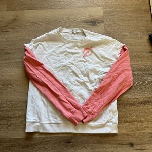 Peloton white and pink pullover